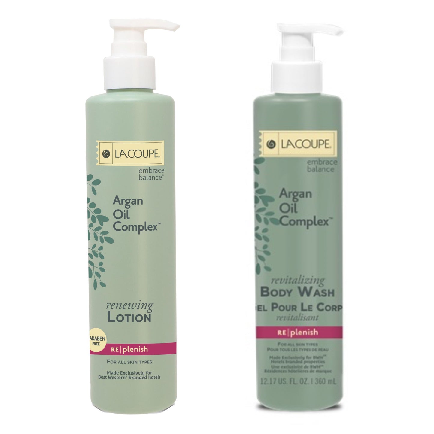 LaCoupe Argan Oil Complex Body Wash & Lotion 12oz Bundle Set