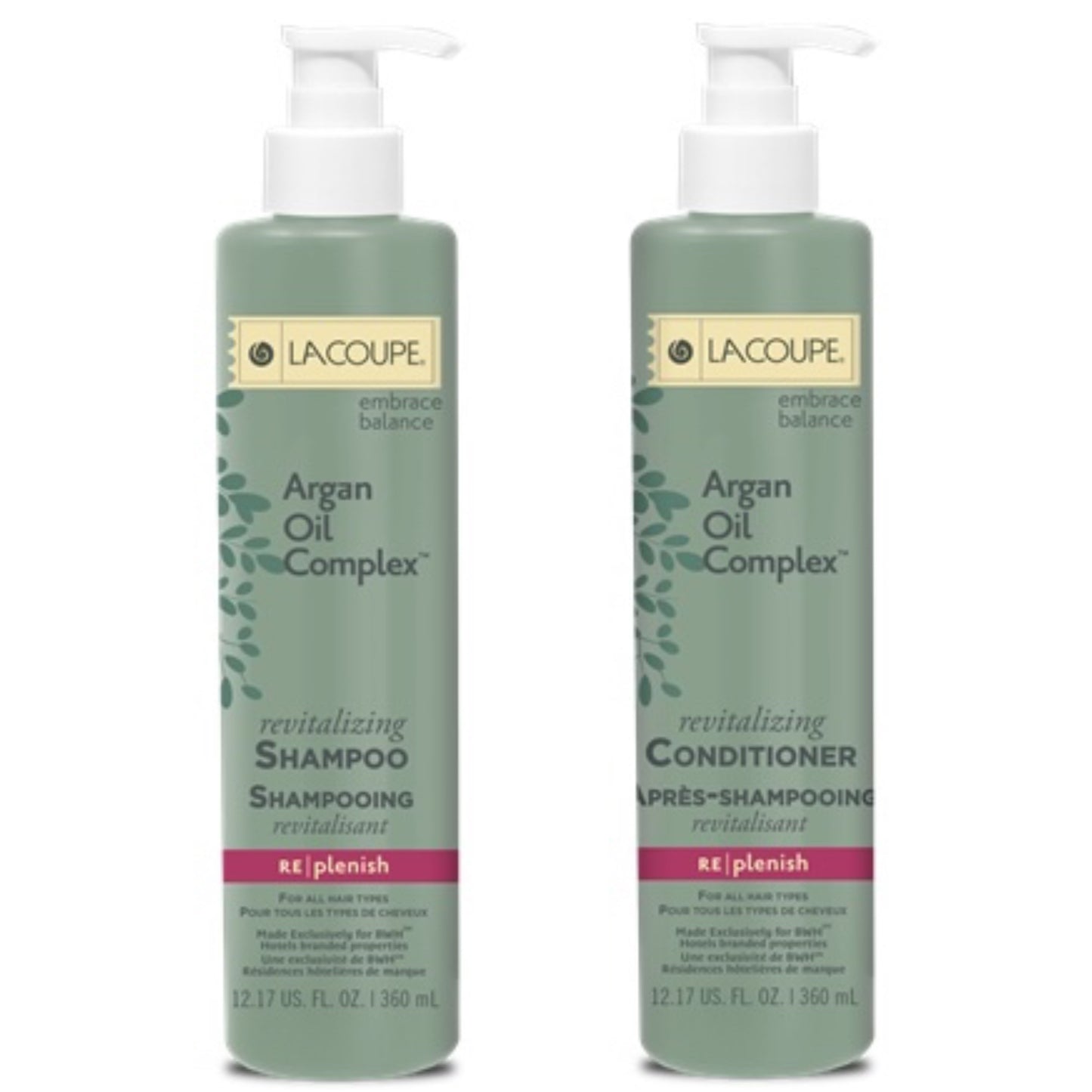 LaCoupe Argan Oil Complex Shampoo & Conditioner 12oz Bundle Set