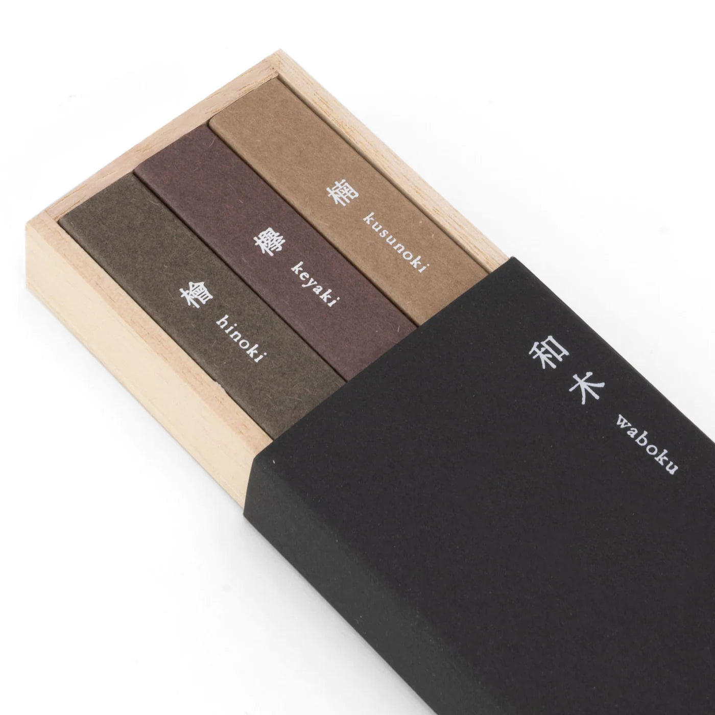 Kousaido Waboku Incense Box - Hinoki, Keyaki, and Kusunoki Scents; 75 sticks total