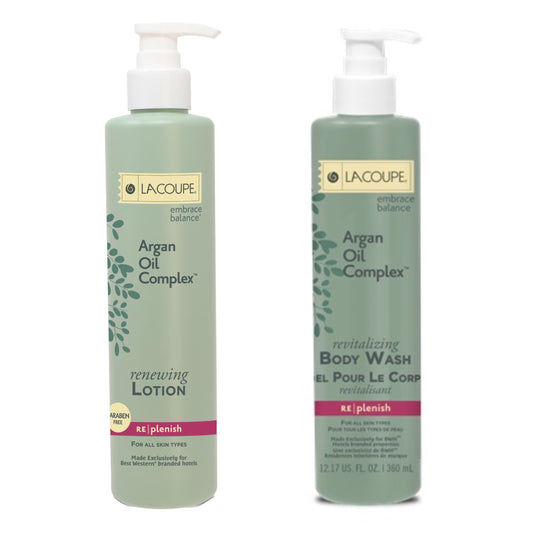 LaCoupe Argan Oil Complex Body Wash & Lotion 12oz Bundle Set